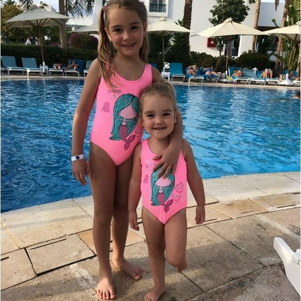 Toddler Kids Baby Girls One Piece Cartoon Bikini Ruffle Swimwear Bathing Suits